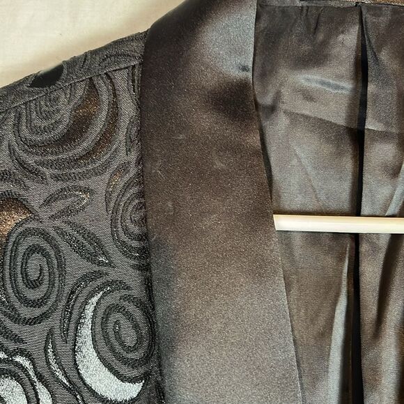 Black on Black Two Piece Floral Suit - Picture 11 of 15